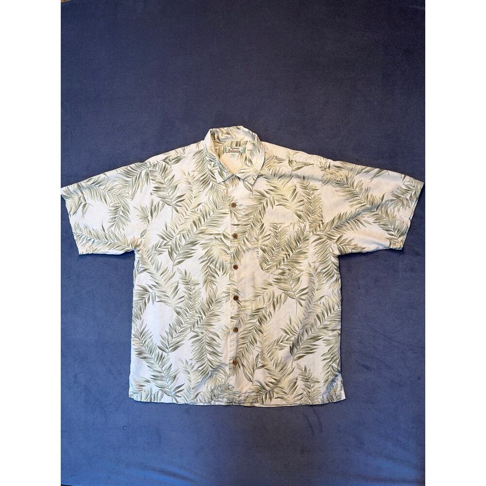 Men's Tommy Bahama 100% Silk Green Floral Button Down Large Hawaiian Dad Core